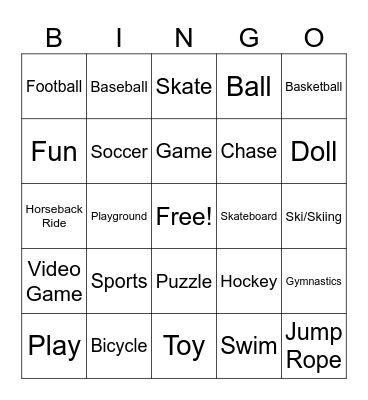 Sports & Fun Bingo Card