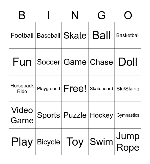 Sports & Fun Bingo Card