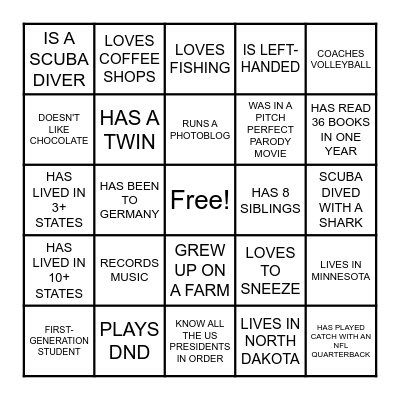 UMR Bingo Card