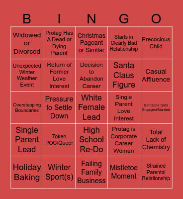 Christmas RomCom Bingo Card