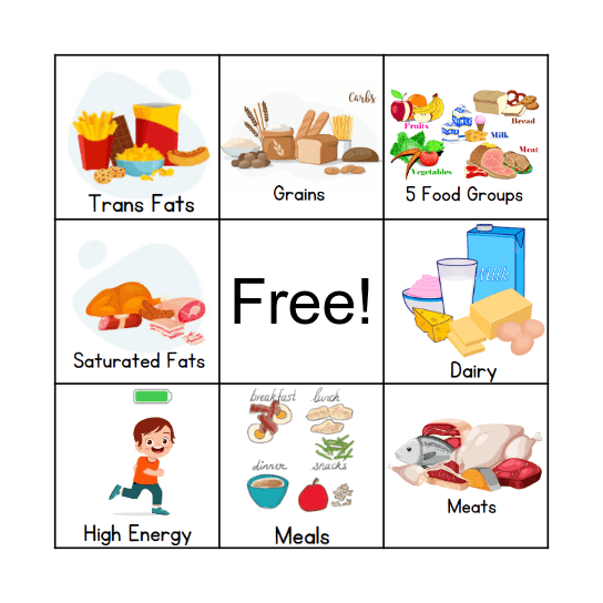 Healthy Eating Bingo Card