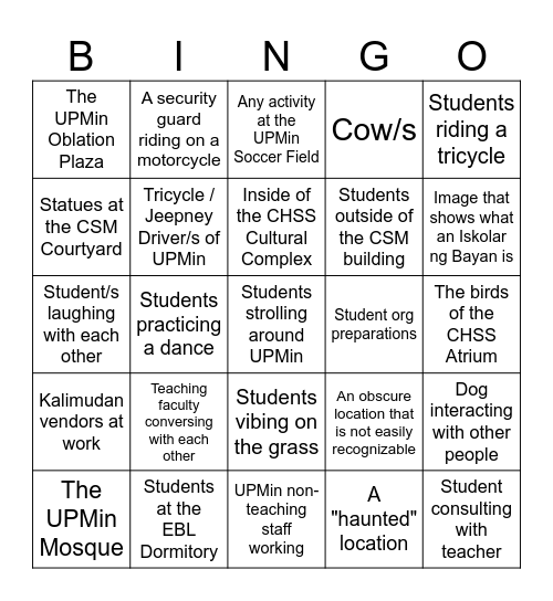 Photo Bingo Card