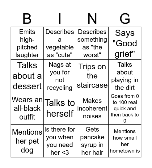 Emily BINGO  Bingo Card