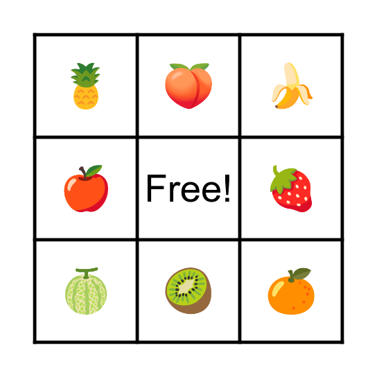 FRUITS BINGO Card