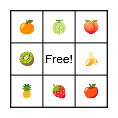 FRUITS BINGO Card