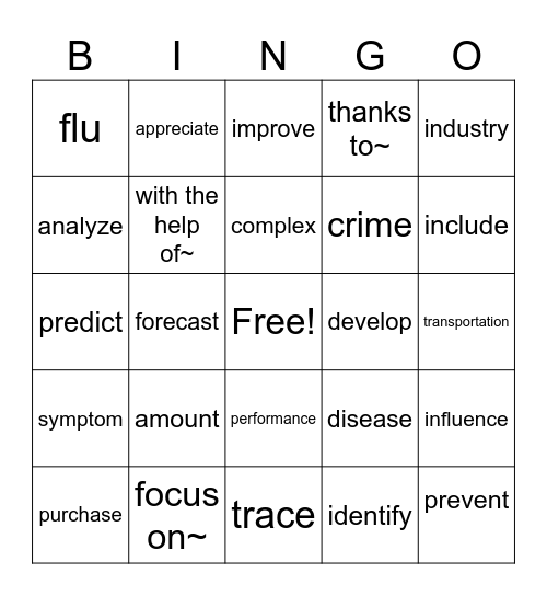 Lesson 7 Bingo Card