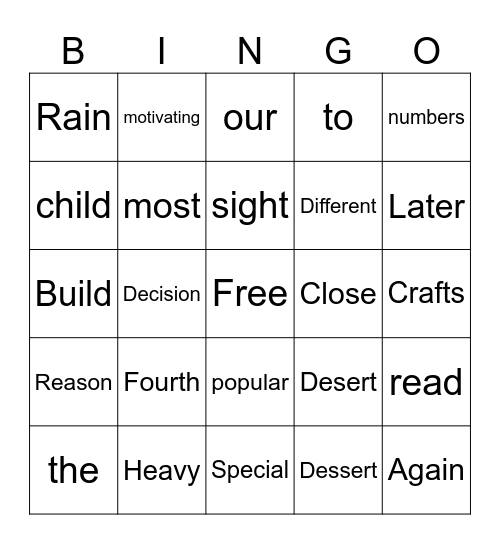 Untitled Bingo Card