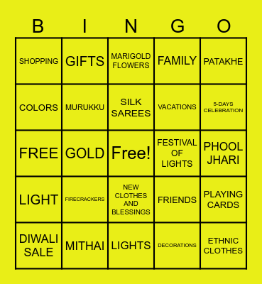 DIWALI PARTY 2023 JAKARTA Bingo Card