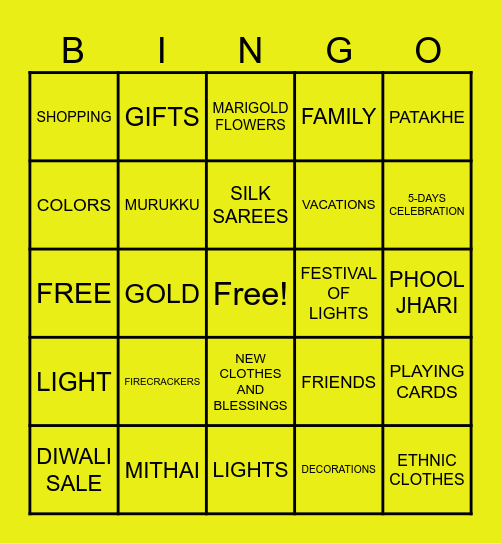 DIWALI PARTY 2023 JAKARTA Bingo Card