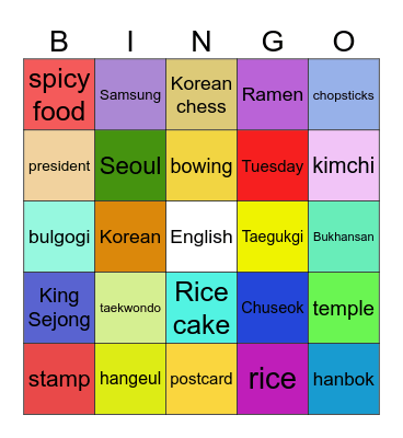 Korea Project! Bingo Card