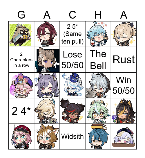 Gacha Bingo (Furina Edition) Bingo Card