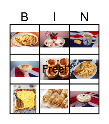 English food Bingo Card