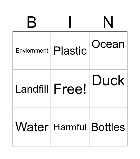 Environmental protection! Bingo Card