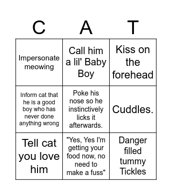 Irritate Cat bingo Card