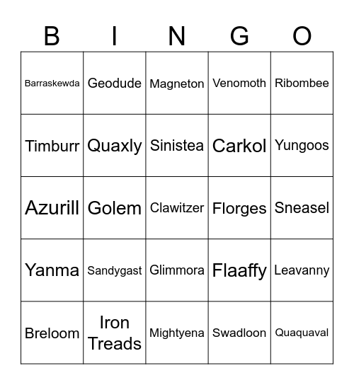 POKÉMON VIOLET SHINY BINGO (Paldea & Kitakami) Bingo Card