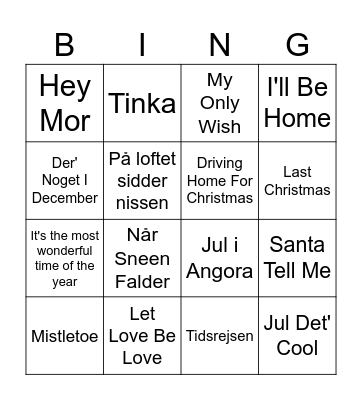 Julebingo Card