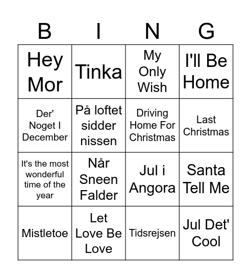 Julebingo Card