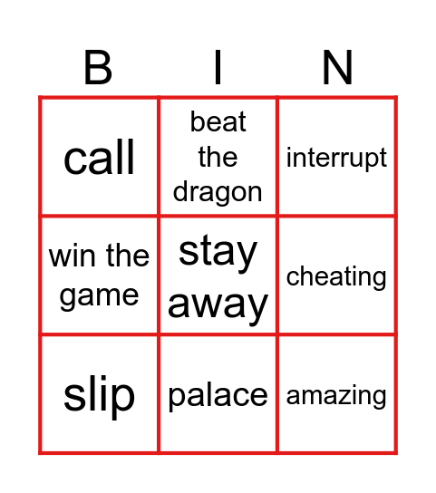 The Controller Bingo Card