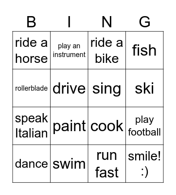 CAN & CAN'T - who can? Bingo Card