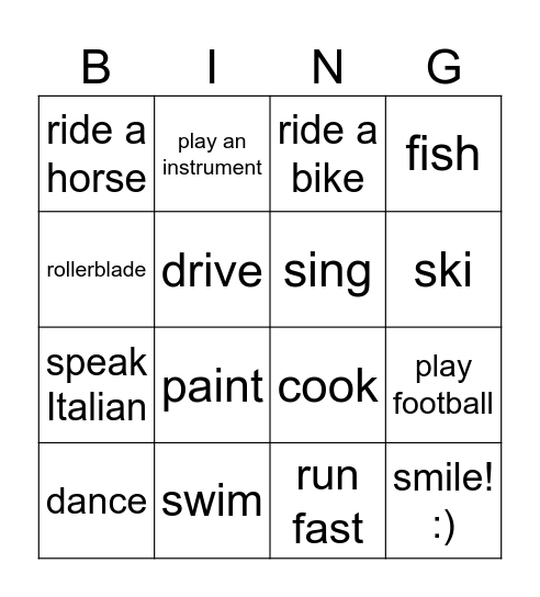 CAN & CAN'T - who can? Bingo Card