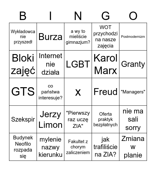 ZIA Bingo Card