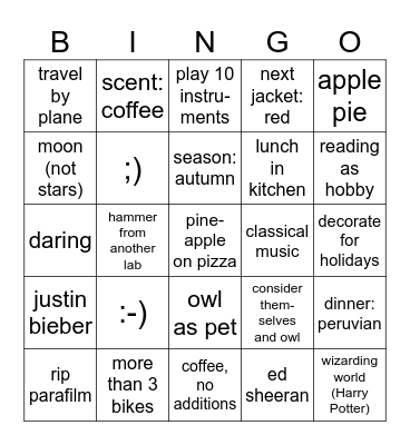 BINGO! Find someone who clicked... Bingo Card