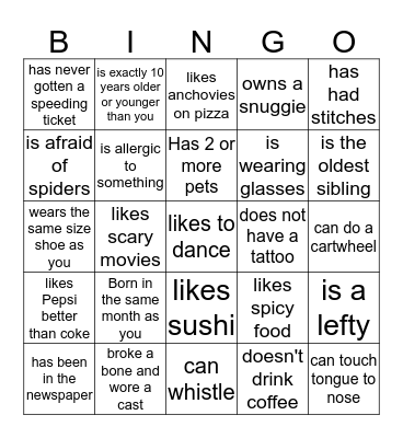 Find someone who.... Bingo Card