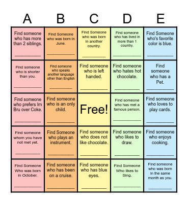 Find Someone Who... Bingo Card