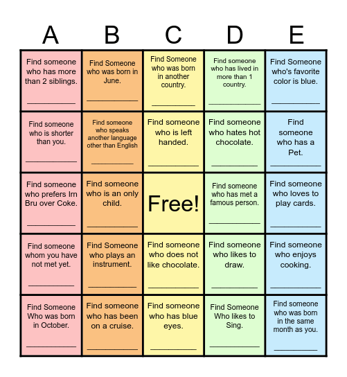 Find Someone Who... Bingo Card