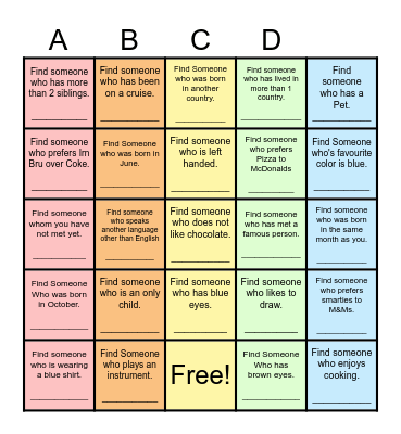 Find Someone Who... Bingo Card