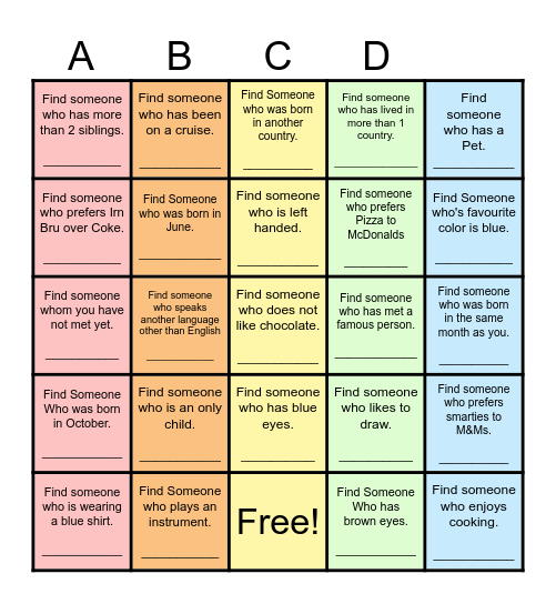 Find Someone Who... Bingo Card