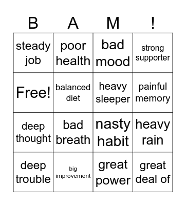 COLLOCATION Bingo Card