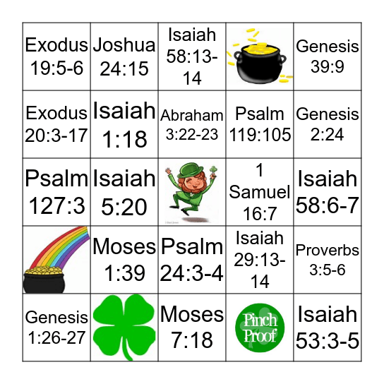 OT Scripture Mastery 1 - 20 Bingo Card