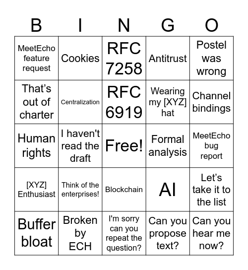 IETF Bingo Card