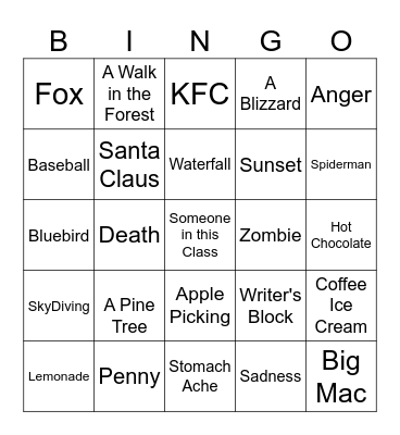 Haiku Bingo Card