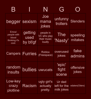 Robloxian Bingo Night Bingo Card