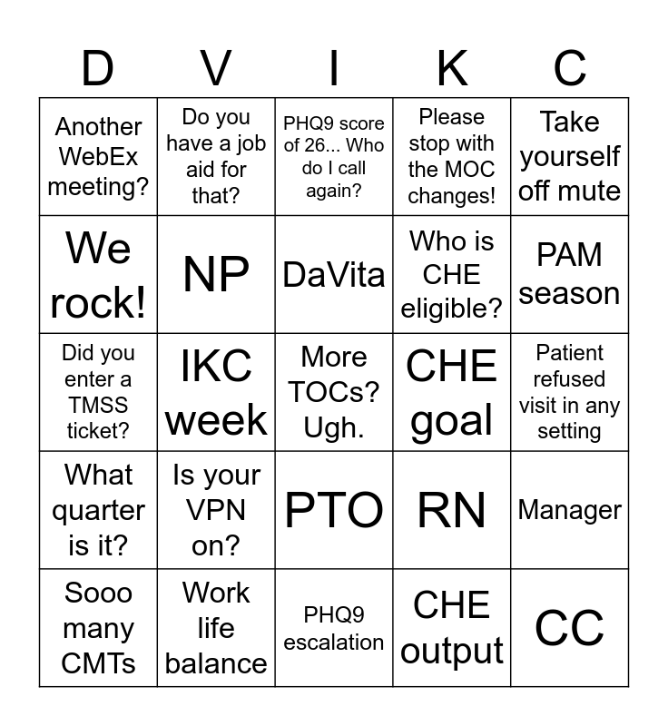 IKC week Bingo 3 Bingo Card