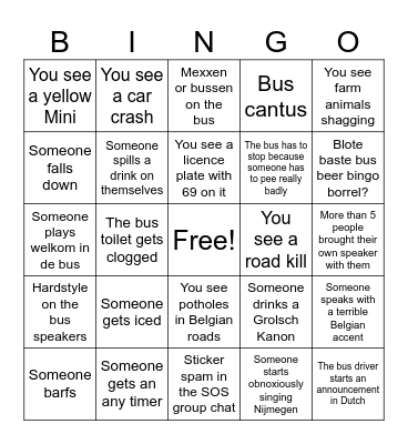 Bus Bingo Card