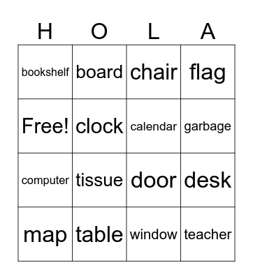 Classroom Bingo Card