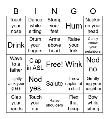 Activity Bingo Card
