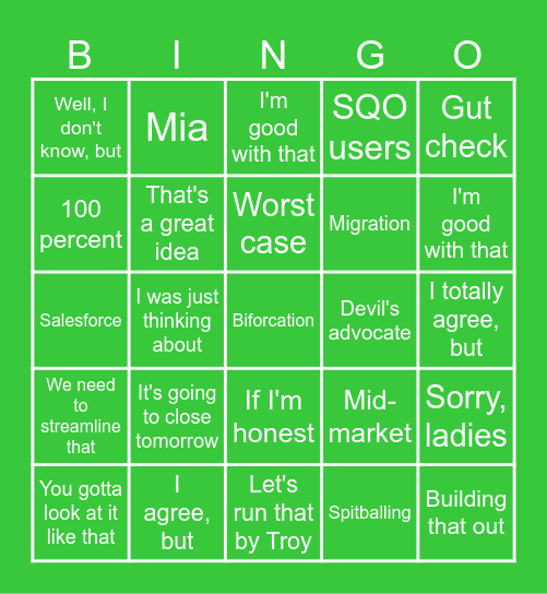 Revenue Offsite Bingo Card