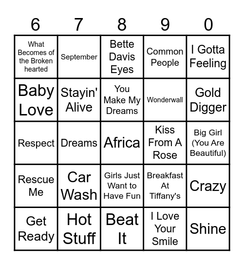 SINGO! Bingo Card