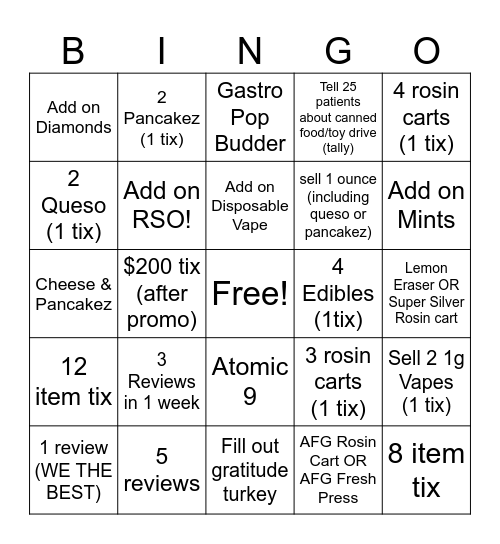 Sunnyside Bingo! Bingo Card