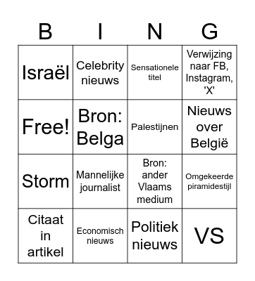 Nieuws Bingo Card