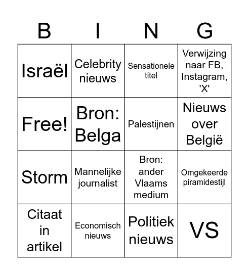 Nieuws Bingo Card