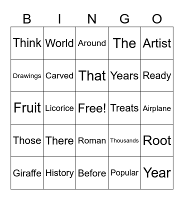 R / TH Bingo Card