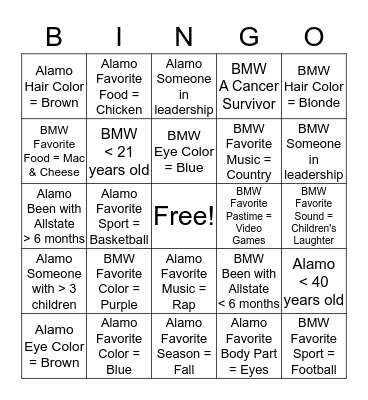 Allstate Bingo Card