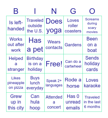 Introduction Bingo Card