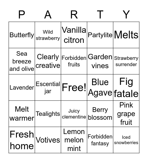 partylite bingo Card