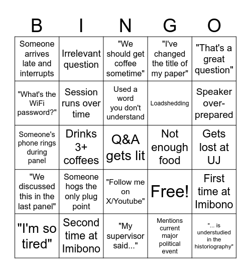 Imibono 2023! Bingo Card